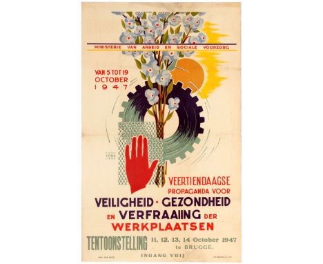 Original vintage workplace motivational propaganda for Fourteen-day campaign exhibition for health, safety and beautification