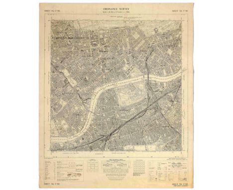 Original vintage ordnance survey map for Chelsea and Kensington in Greater London - Sheet TQ 27 NE Greayer London. Key below 