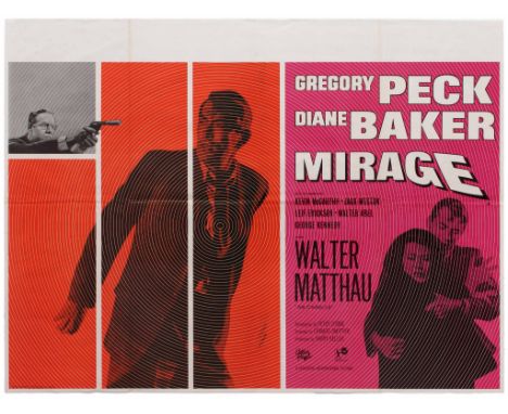 Original vintage movie poster for the American thriller Mirage, directed by Edward Dmytryk and starring Gregory Peck, Diane B