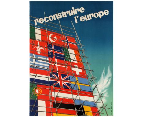 Original vintage propaganda poster for the post-war US sponsored European Recovery Program (1948) known as the Marshall plan 