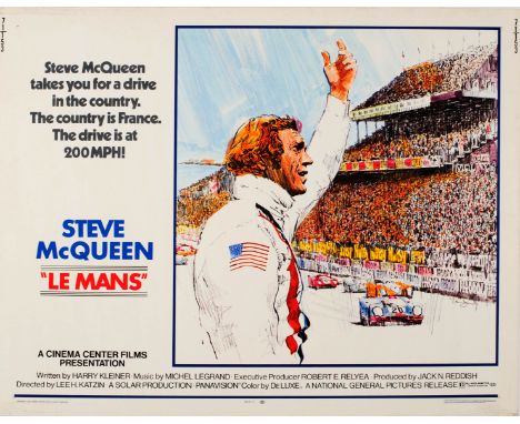 Original vintage movie poster for the classic American car racing action film Le Mans "Steve McQueen takes you for a drive in