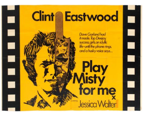 Original rare vintage movie UK poster for the 1971 American thriller film Play Misty for Me directed by and starring Clint Ea