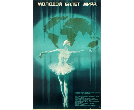 Original vintage Soviet film poster for a feature on the first International Ballet Competition for young ballet dancers held