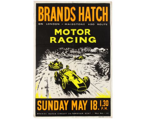 Original vintage Brands Hatch Motor Racing poster for the race held on May 18th, 1958. Race results: 1st Trevor Taylor - Coop