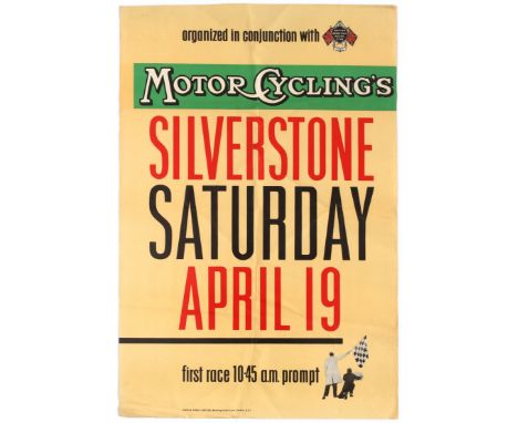 Original vintage racing poster for the Motor Cycling's races organized in conjunction with the British Motorcycle racing Club