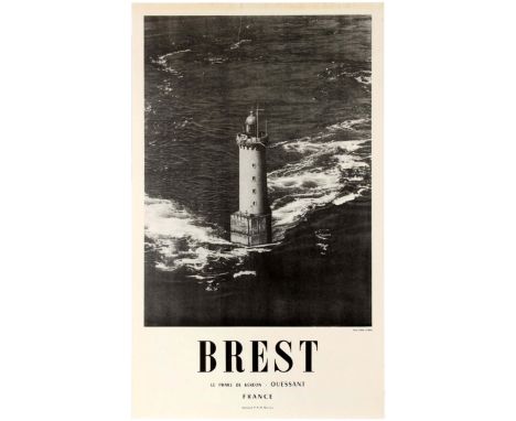Original vintage travel poster for Brest - Le Phare de Kereon - Ouessant - France / Brest - The Lighthouse of Kereon - Ouessa