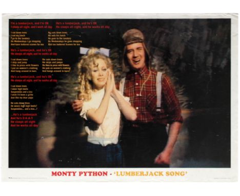 Original vintage advertising poster for the Lumberjack Song by the Monty Python comedy troupe which first appeared in the nin
