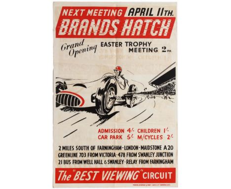 Original vintage Brands Hatch Racing Racing poster for the Easter Trophy Meeting race held on April 11. Here is a caption fro