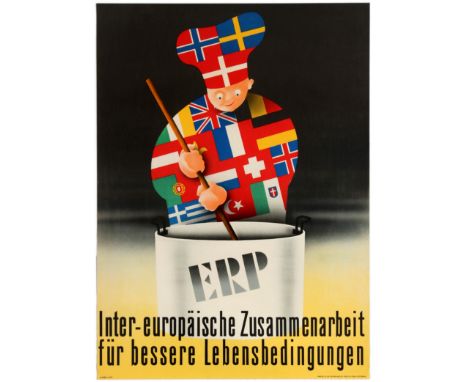 Original vintage propaganda poster for the post-war US sponsored European Recovery Program (1948) known as the Marshall plan 