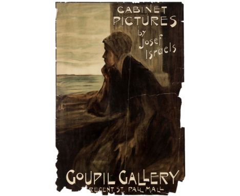 Original vintage advertising poster for Cabinet Pictures Exhibition by Josef Israel's at Coupil Gallery, Regent street, Pall 