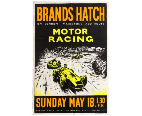 Original vintage Brands Hatch Motor Racing poster for the race held on May 18th, 1958. Race results: 1st Trevor Taylor - Coop