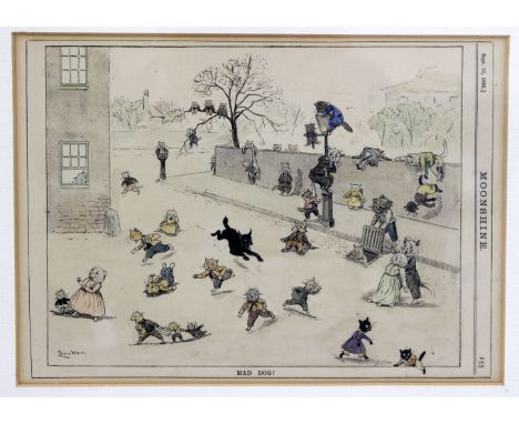 AN 1893 PRINT ENTITLED 'MAD DOG' by Louis Wayne, 26cm x 18cm