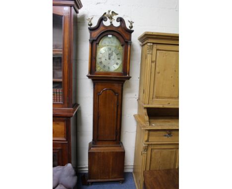 A 19TH CENTURY SCOTTISH EIGHT DAY LONGCASE CLOCK the silvered dial with Roman numerals, subsidiary second hand and date apert