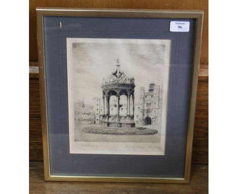 A PRINT AFTER DONALD OF TRINITY COLLEGE, CAMBRIDGE, 26.5cm x 20cm together with further decorative pictures and prints and a 