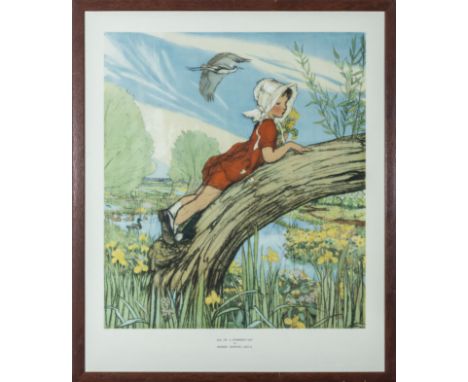 Muriel Dawson ARCA - A large framed print 'All on a Summer's Day, overall size 68cm x 58cm