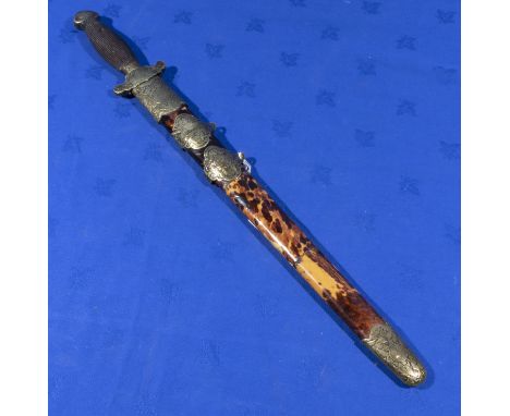 19C Chinese Jian short sword with tortoiseshell scabbard in need of some restoration