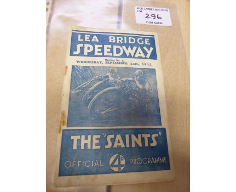 Speedway : Lea Bridge v Plymouth programme r/staples - good condition 14/09/1932