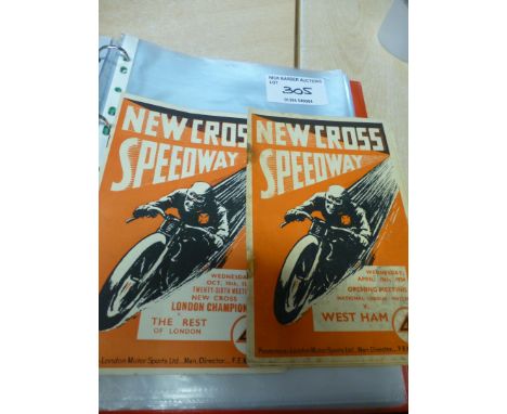 Speedway : New Cross programmes pre war from 1st season inc 1st meeting v West Ham 18/04/1934 &amp; 10/10/1934 v the Rest bot