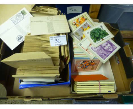 Stamps : PHQ Cards in 2 boxes - almost back to the start in Royal Wedding Fire Engine etc plus box of Post Office cards many 