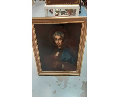 19th century oil on canvas portrait of a lady, in gilt frame