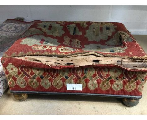 Regency tapestry footstool on gilt ball feet and a runner (2)