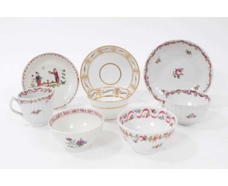 A 'Factory Z' gilt tea bowl and saucer, and other New Hall type teawares (8)In good condition with no apparent damage.