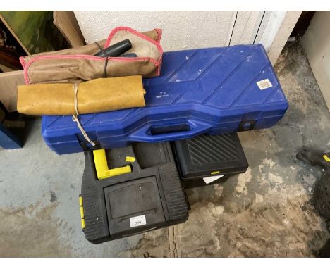 Collection of various tools to include a tile cutter and various hand tools