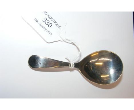 Georgian silver caddy spoon - London 1802 - by Thomas Wallis 