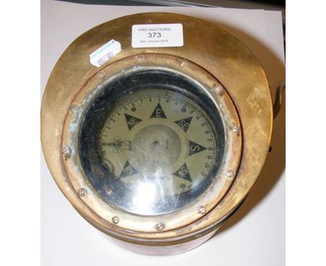 An old Sestrel gimballed compass in brass case 