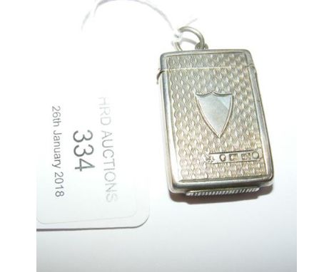 Silver vesta case with engine turned decoration - Birmingham 1880 