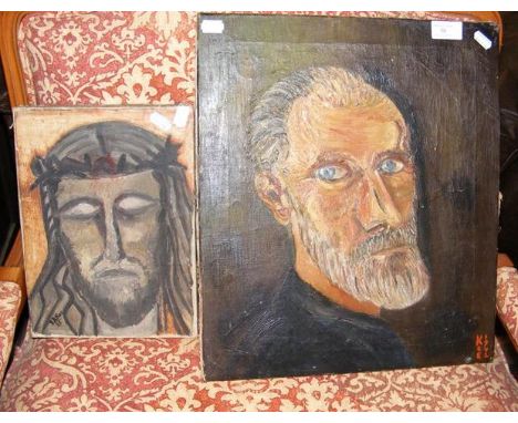 Oil on canvas - portrait by KOE - dated 1942, together with one other 