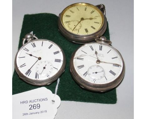 A gent's silver cased pocket watch, together with two others CONDITION REPORTvarious conditions