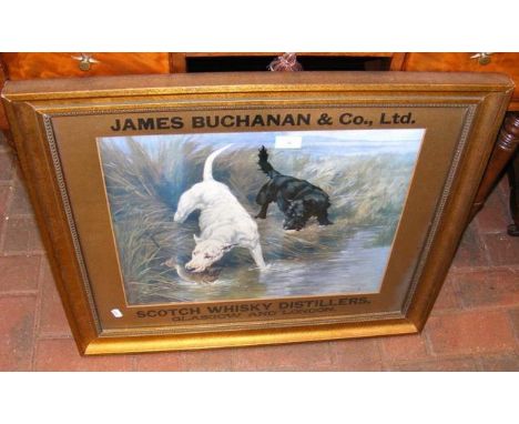 An original James Buchanan & Co. Ltd. Scotch Whisky Distillers advertising print - depicting two hunting dogs - entitled "A M