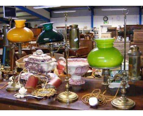 Vintage converted oil lamp, together with two others 