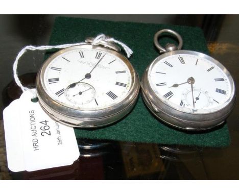 A gent's silver cased pocket watch, together with one other 