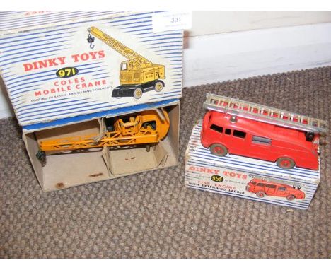 Boxed Dinky Toy 971 Coles Mobile Crane, together with a boxed Fire Engine 955 