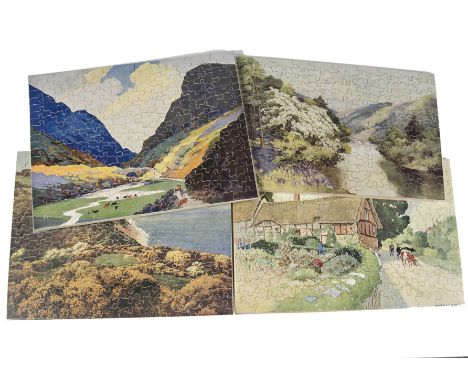 Chad Valley GWR Countryside Scenes Jigsaws, comprising ‘Mountains of Killarney’, ‘Glorious Devon’, ‘Springtime in Devon, Fing