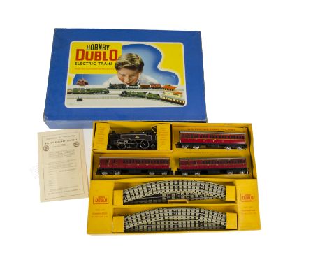 A Hornby-Dublo 00 Gauge 3-Rail EDP14 2-6-4 Tank Passenger Train Set, comprising BR matt lined black No 80054 with tested tag 