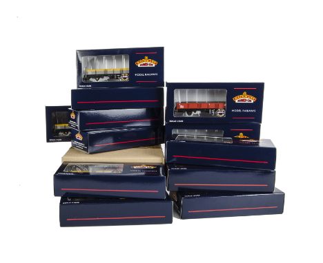 Bachmann 00 Gauge 4-wheel Freight Stock: block trains of eight 38-055 ‘OCA’ drop-side wagons in Departmental grey/yellow, and