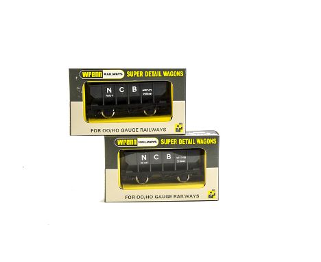 A pair of Wrenn Railways 00 Gauge W5035 ‘NCB’ 21T Hopper Wagons, in dark grey, in original boxes, E-M, boxes E (2)