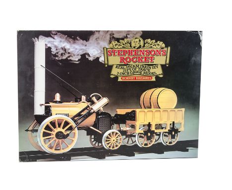 A Hornby 3½” Gauge gas-fired Live Steam ‘Rocket’ set: Hornby ref G100, including ‘Rocket’ and tender, tools, and a quantity o