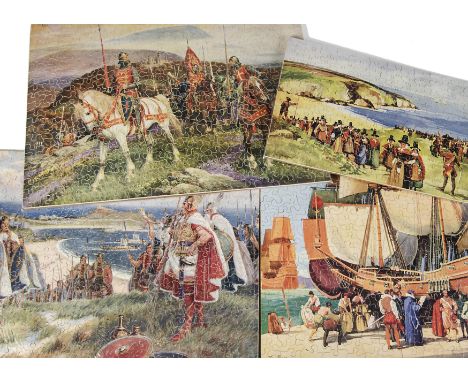 Chad Valley GWR Historical Jigsaws, comprising ‘The Vikings Landing at St Ives’, ‘King Arthur on Dartmoor’, ‘The Fishguard Ar