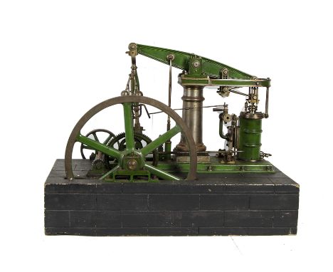 A well-made single-cylinder model Beam Engine: with approx 13” flywheel, beautifully-executed Watt’s Parallel Link Motion and
