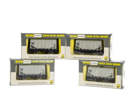 Wrenn Railways 00 Gauge W4625 20 Ton Bulk Grain Wagons, in light grey, in original boxes, E-M, boxes E (4)
