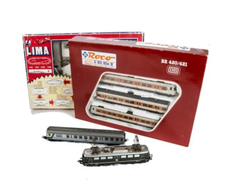 H0 Gauge Roco DB train pack Lima Catenary and other items: comprising Roco H0 43001 3-car Electric multiple unit, DB Class 42