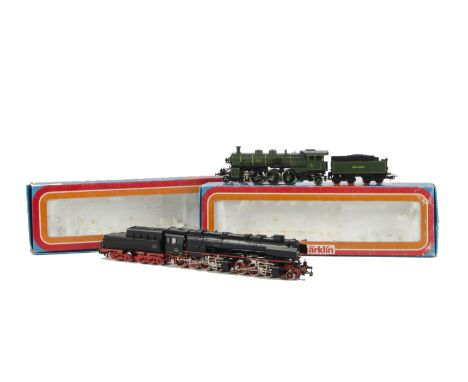 Märklin 3-rail/stud H0 Gauge Steam Locomotives: comprising K BAY STS B 4-6-2 no 3673 inlined green livery (ref 3092), togethe