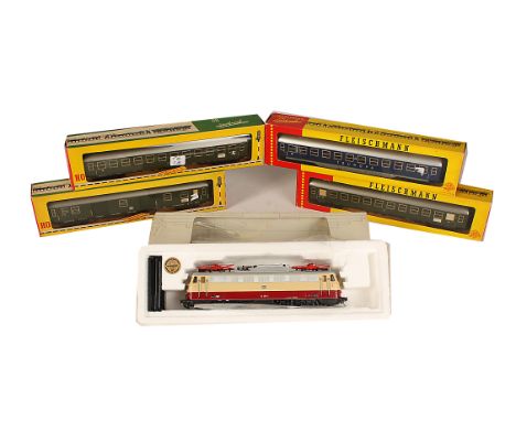 Liliput and Fleischmann H0 Gauge Locomotive and Coaches: Liliput 110232 DB Diesel Electric 112 308-2 Locomotive in DB red and