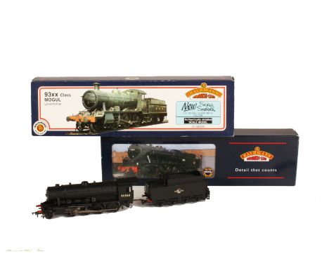Bachmann 00 Gauge BR black Steam Locomotives: 32256 WD Austerity Class 2-8-0 90566 and 31802 Class 93XX Mogul 9308, both in o