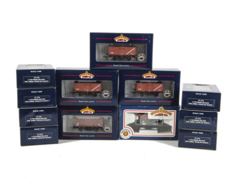 Bachmann 00 Gauge 4-wheel Freight Stock: a block train of ten 16t steel mineral wagons in MoT bauxite ref 37-376, a 12t Fruit