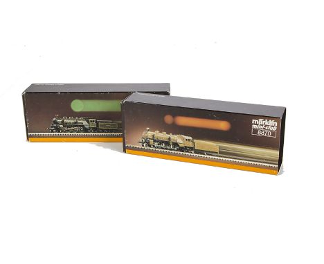Two Märklin Z Gauge Steam Locomotives: ref 8870 and 8892, both 4-6-2 locomotives with tenders from the K.BAY.STS.B, the first